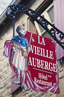 Images Dated 18th October 2010: France, Normandy, Mont St.Michel, Hotel Sign