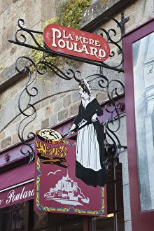 France, Normandy, Mont St.Michel, Restaurant Sign