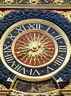 Images Dated 30th September 2013: France, Normandy, Rouen, Le Gros Horloge, close-up of clock