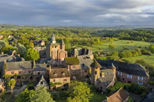 Images Dated 3rd February 2021: France, Nouvelle-Aquitaine, Correze, Collonges-la-Rouge, aerial view of the red village