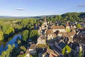 Images Dated 24th November 2020: France, Occitanie, Lot, aerial view of Carennac, classified as one of the most beautiful