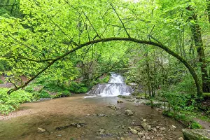Occitanie Prints: France, Occitanie, Lot, a waterfall near Autoire village
