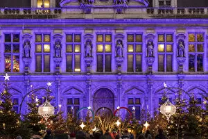 France, Paris, Hotel de Ville at christmas
