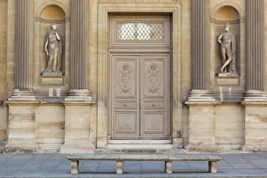 Seat Prints: France, Paris, The Louvre, bench infront of doorway
