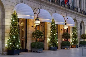 Ritz Prints: France, Paris, Place de Vendome, Ritz Hotel with Christmas decorations