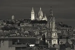 Sacre Coeur Prints: France, Paris, Sacre Coeur and Trinite d Estienne d Orves church
