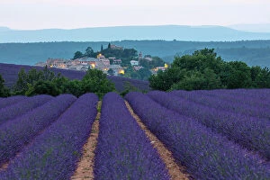 Images Dated 28th July 2023: France, Provence-Alpes-Cote d'Azur, Entrevennes, the hilltop village of Entrevennes illuminated