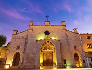 Vaucluse Prints: France, Provence, Orange, Eglise Saint Florent at dusk
