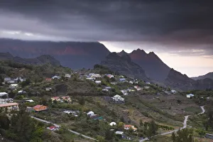 Images Dated 22nd September 2009: France, Reunion Island, Cirque de Cilaos, town of Mare Seche, dusk