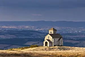 Tarn Prints: France, Tarn, Dourgne. The tiny Chapelle de St Ferreol on a crest above the village of Dourgne