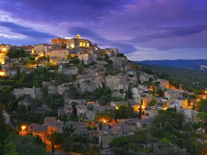 France, Vaucluse, Provence, Gordes, illuminated at night