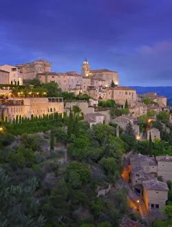 Images Dated 24th October 2019: France, Vaucluse, Provence, Gordes, illuminated at night