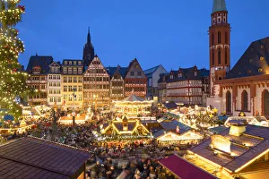 Frankfurt Christmas Market at dusk, Frankfurt am Main, Hesse, Germany