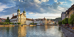 Religious Architecture Prints: Franz Xaver Jesuit Church and Reuss River, Lucerne, Switzerland