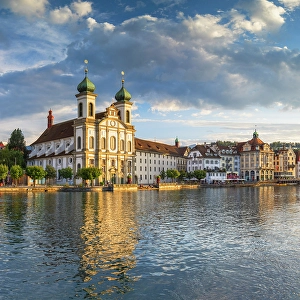 Religious Architecture Prints: Franz Xaver Jesuit Church and Reuss River, Lucerne, Switzerland