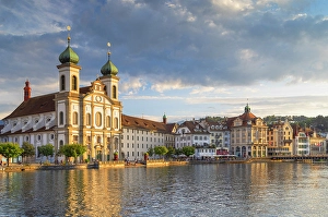 Religious Architecture Prints: Franz Xaver Jesuit Church and Reuss River, Lucerne, Switzerland