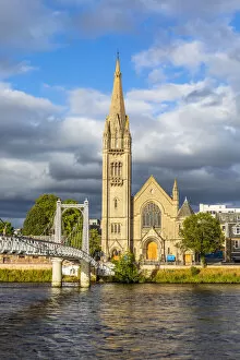 Images Dated 16th March 2021: Free Church of Scotland and Greig Street Bridge on the river Ness, Inverness, Scotland