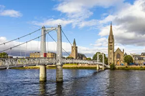 Images Dated 16th March 2021: Free Church of Scotland, Old High Church and Greig Street Bridge on the river Ness