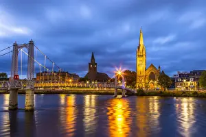 Free Church of Scotland, Old High Church and Greig Street Bridge on the river Ness