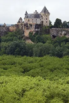 A french castle in Montfort overlooking the Dordogne River near Sarlat France