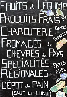 Menu Prints: French restaurant blackboard menu, Banon, Provence, France
