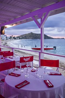Tables Prints: French West Indies, St-Martin, Grand Case, Gourmet Capital of the Caribbean, waterfront