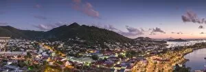 Images Dated 23rd January 2017: French West Indies, St-Martin, Marigot from Fort Louis, dusk
