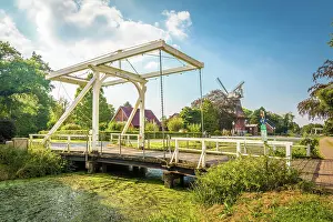 Nordsee Prints: Frerichsbruegg bascule bridge in WestGrossefehn over the Fehn Canal