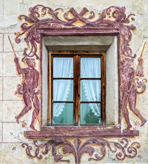 Alto Adige Prints: Fresco framed window, Glurns-Glorenza