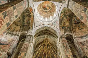 Interior Prints: Fresco painting, interior of Novo Hopovo monastery church, Serbia
