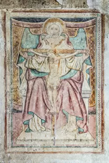 Images Dated 15th December 2020: Frescoes inside church of Santa Maria Maggiore, Sovana, Grosseto, Tuscany, Italy
