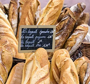 Bread Prints: Fresh bread sold at the local market in Colmar, Alsatian Wine Route, France