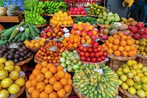 Fresh fruit on display at Farmers Market (Mercado dos Lavradores), Funchal, Madeira, Portugal