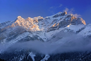Majestic Prints: Fresh snow and morning light on Cascade Mountain, Banff National Park, Alberta, Canada