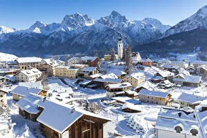 Fresh snow at the village of Ftan, Lower Engadine, Canton of Grisons, Switzerland, Europe