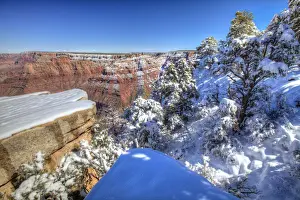 Grand View Prints: Fresh Snowfall Along South Rim, Grand Canyon National Park, Arizona, USA