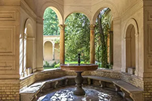 Fountain Prints: Friedenskirche church in Sanssouci Park, Potsdam, Brandenburg, Germany