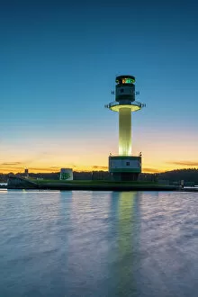 Built Structure Collection: Friedrichsort lighthouse at twilight, Kiel, Schleswig-Holstein, Germany