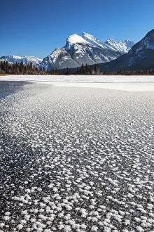 Mt Rundle Prints: Frost Crystals on Vermillion Lakes, Banff National Park, Aberta, Canada