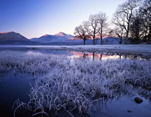 Images Dated 30th November 2016: Frost on Derwent Water, Lake District National Park, Cumbria, England