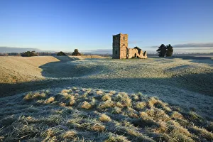 A frosty morning at Knowlton Church near Cranborne, Dorset, England A frosty morning at Knowlton Church near Cranborne, Dorset, England