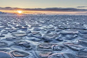 Frozen bay of Adventdalen in late winter, Longyearbyen, Svalbard