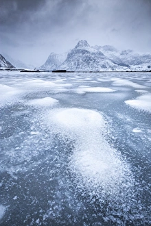 Moskenesoya Prints: Frozen lake, Lofoten Islands, Norway