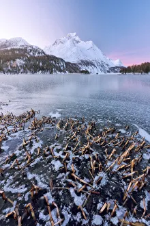 Frozen Water Prints: the frozen lake of Sils photographed on a cold winter morning, Engadine