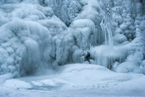British Columbia Prints: Frozen waterfall, Malakwa, British Columbia, Canada