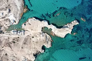 Drone Collection: Fshing village of Agios Konstantinos, Plaka, Milos Island, Cyclades Islands, Greece