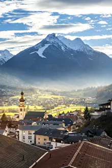 Pasture Prints: Fulpmes in Stubai valley. Europe, Austria, Stubaital, Stubai valley, Fulpmes, Tyrol