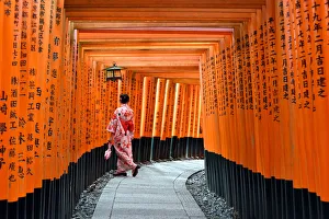 Kyoto Prints: Fushimi Inari shrine, Torii gates, Kyoto, Japan, Asia