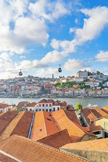 Gondola Prints: The Gaia Cable Cars Looking towards the old neighbourhood of Ribeira