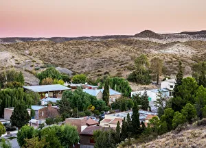 Welsh Settlement Prints: Gaiman at dawn, elevated view, The Welsh Settlement, Chubut Province, Patagonia, Argentina